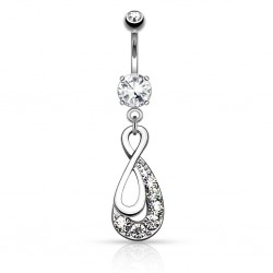 Piercing nombril infini gris zircones transparents (D99)