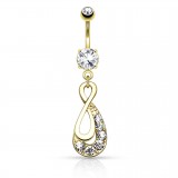 Piercing nombril infini jaune zircones transparents (D99)