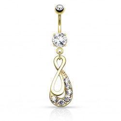 Piercing nombril infini jaune zircones transparents (D99)