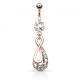 Piercing nombril infini rose zircones transparents (D99)