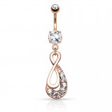 Piercing nombril infini rose zircones transparents (D99)