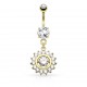 Piercing nombril cercle jaune zircones transparents (D17)