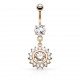 Piercing nombril cercle rose zircones transparents (D17)