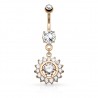 Piercing nombril cercle rose zircones transparents (D17)