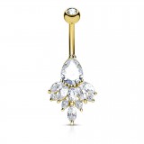 Piercing nombril pluie de zircones jaune (D54)