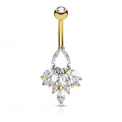 Piercing nombril pluie de zircones jaune (D54)