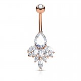 Piercing nombril pluie de zircones rose (D54)