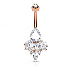 Piercing nombril pluie de zircones rose (D54)