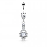 Piercing nombril pendentif gris deluxe (D87)