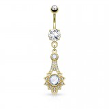 Piercing nombril pendentif jaune deluxe (D87)