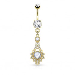 Piercing nombril pendentif jaune deluxe (D87)