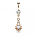 Piercing nombril pendentif rose deluxe (D87)