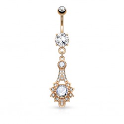 Piercing nombril pendentif rose deluxe (D87)