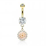 Piercing nombril pendant jaune multi-cristaux (D172)