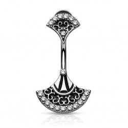 Piercing nombril vintage gris haut et bas (D179)