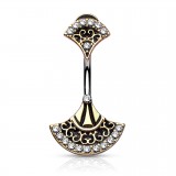 Piercing nombril vintage jaune haut et bas (D179)