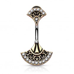 Piercing nombril vintage jaune haut et bas (D179)