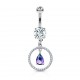 Piercing nombril cercle gris cristal lilas (D184)