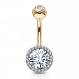 Piercing nombril rond rose cristal transparent (D197)