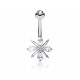 Piercing nombril petit flocon gris cristal (D194)