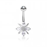 Piercing nombril petit flocon gris cristal (D194)