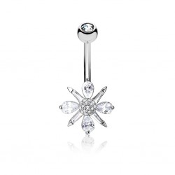 Piercing nombril petit flocon gris cristal (D194)