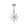 Piercing nombril petit flocon gris cristal (D194)