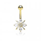 Piercing nombril petit flocon jaune cristal (D194)