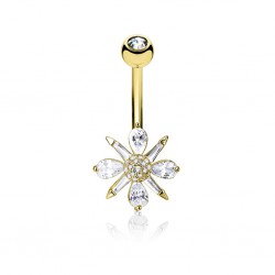 Piercing nombril petit flocon jaune cristal (D194)