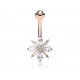 Piercing nombril petit flocon rose cristal (D194)