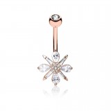 Piercing nombril petit flocon rose cristal (D194)