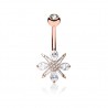 Piercing nombril petit flocon rose cristal (D194)