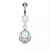 Piercing nombril goutte deluxe grise opalite (D192)