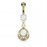 Piercing nombril goutte deluxe jaune opalite (D192)