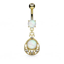 Piercing nombril goutte deluxe jaune opalite (D192)