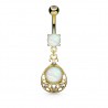 Piercing nombril goutte deluxe jaune opalite (D192)