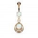 Piercing nombril goutte deluxe rose opalite (D192)