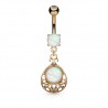 Piercing nombril goutte deluxe rose opalite (D192)