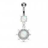 Piercing nombril gouvernail gris opalite (D191)