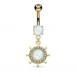 Piercing nombril gouvernail jaune opalite (D191)