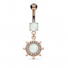 Piercing nombril gouvernail rose opalite (D191)