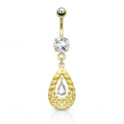 Piercing nombril goutte jaune avec zircone (D101)