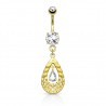 Piercing nombril goutte jaune avec zircone (D101)