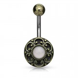 Piercing nombril vintage bronze quartz rose (D20)