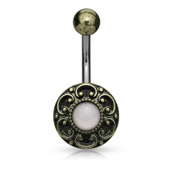Piercing nombril vintage bronze quartz rose (D20)