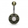 Piercing nombril vintage bronze quartz rose (D20)