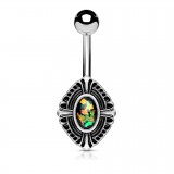 Piercing nombril ovale vintage opalite verte (D109)