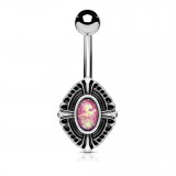 Piercing nombril ovale vintage opalite rose (D109)