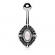Piercing nombril ovale vintage opalite blanche (D109)