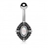 Piercing nombril ovale vintage opalite blanche (D109)